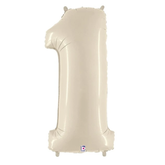 40" White Sand Number Balloons