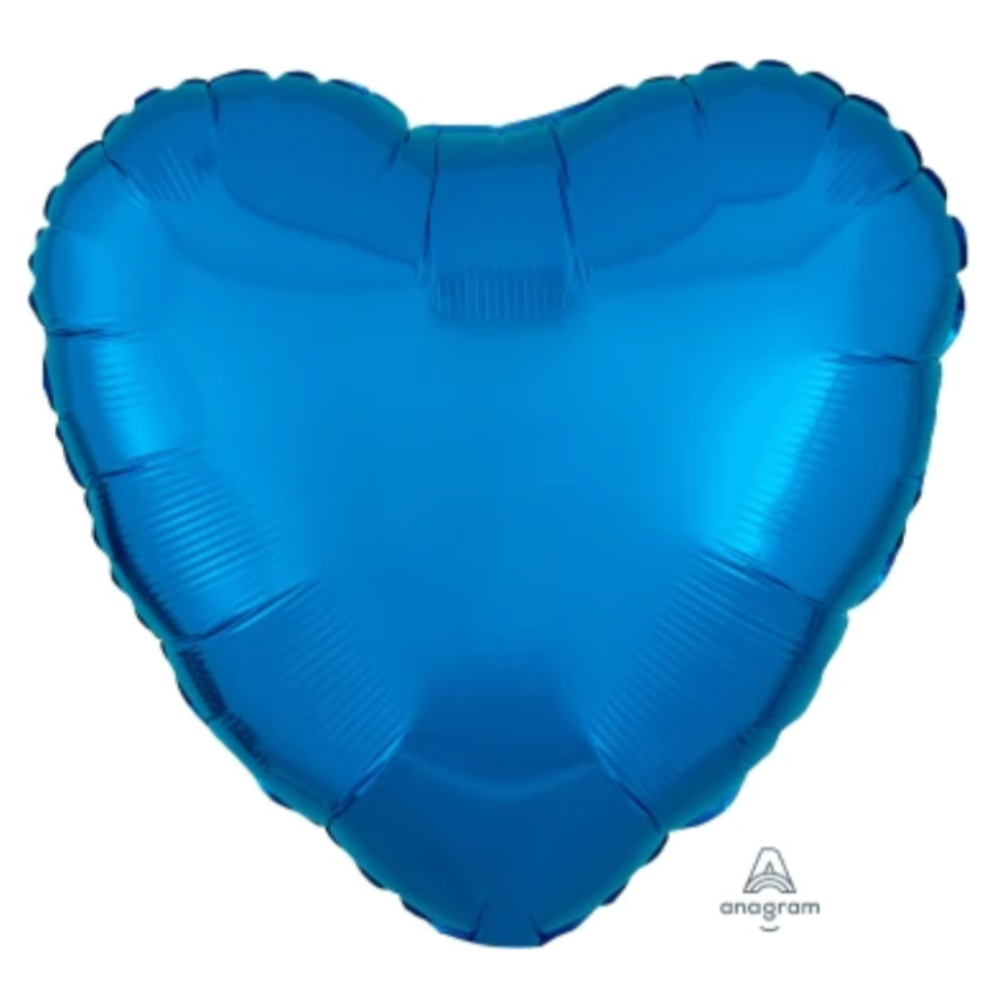 Metallic Blue Heart Balloon