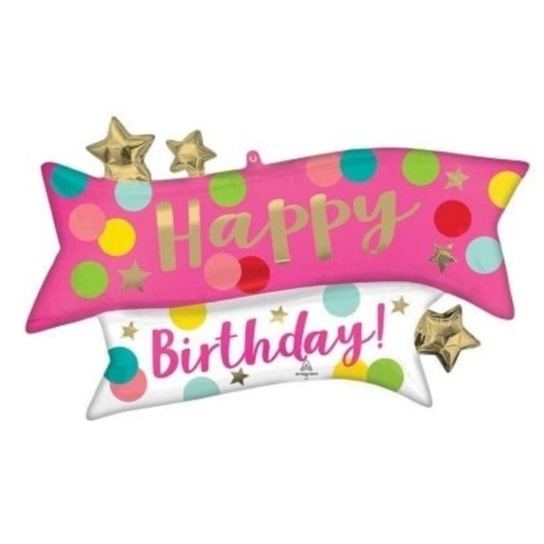 Pink Birthday Banner Balloon