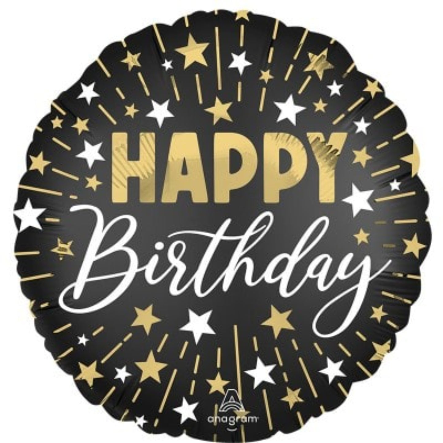 Black, Gold & Silver Birthday Balloon