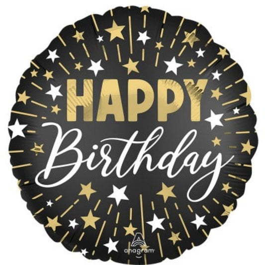 Black, Gold & Silver Birthday Balloon