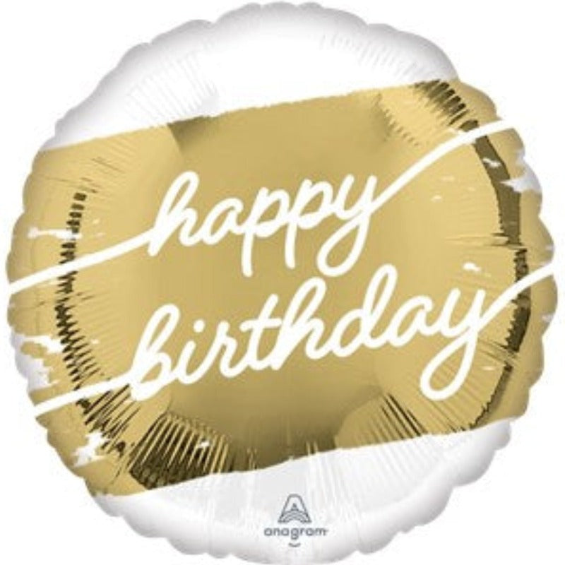 White & Gold Birthday Balloon