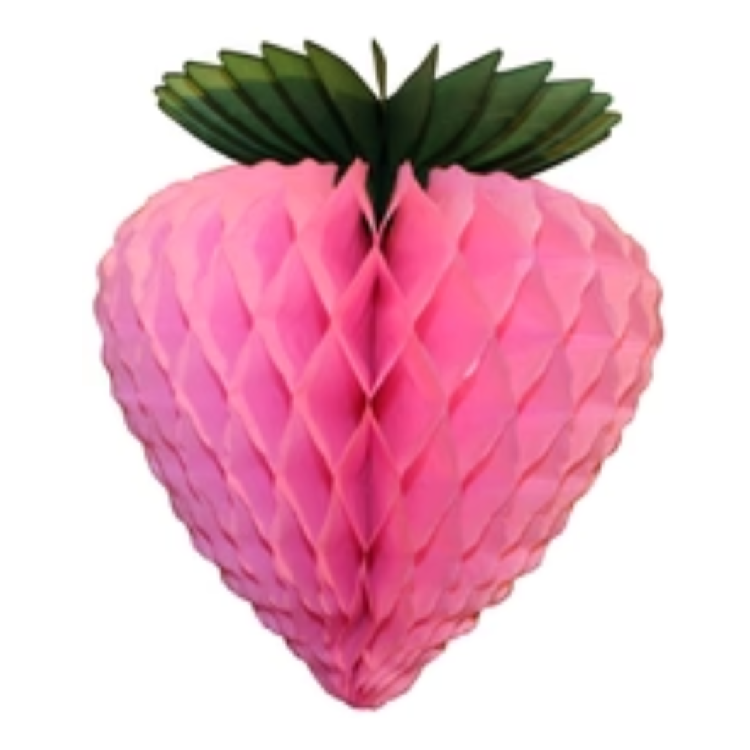Pink Strawberry Paper Honeycomb