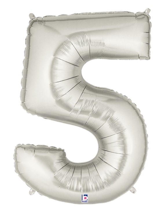 40" Silver Number Balloons