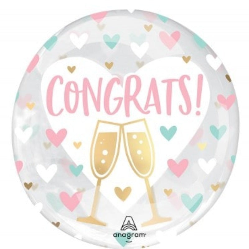 Clear Congrats Hearts Balloon