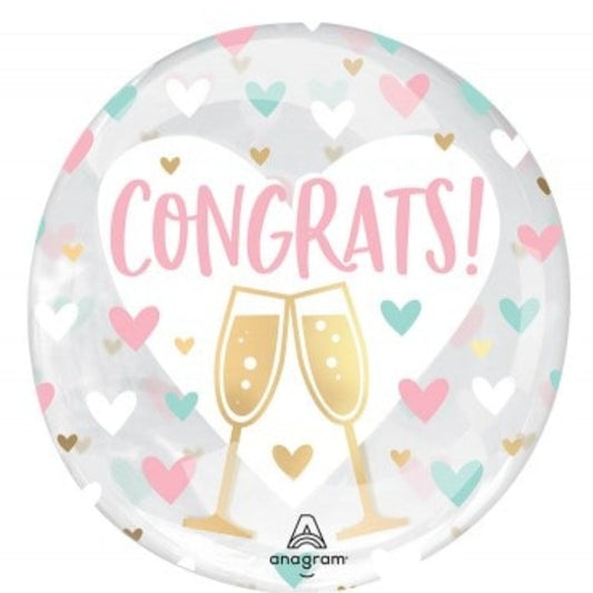 Clear Congrats Hearts Balloon