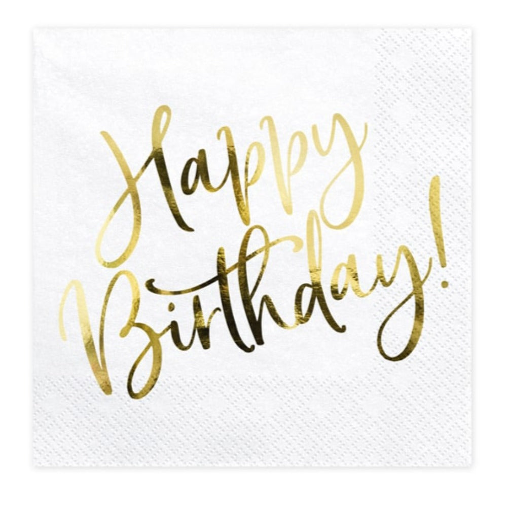 Gold Happy Birthday Napkins
