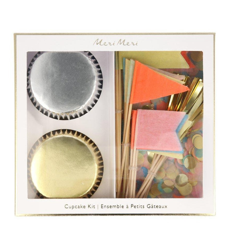 Neon Confetti Flag Cupcake Kit