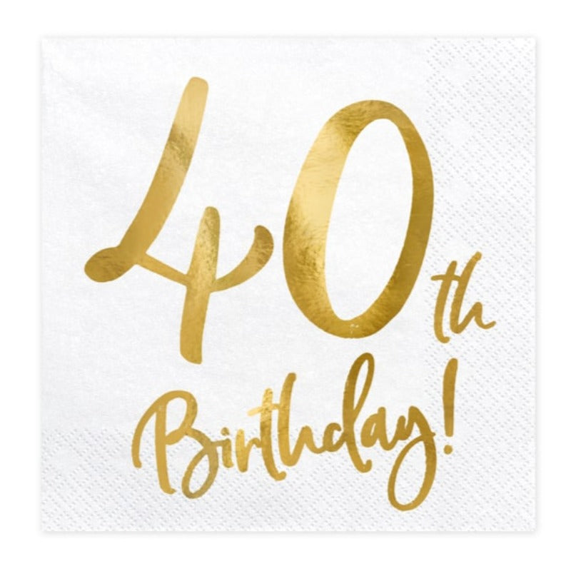 40th Birthday Gold Foil Napkins