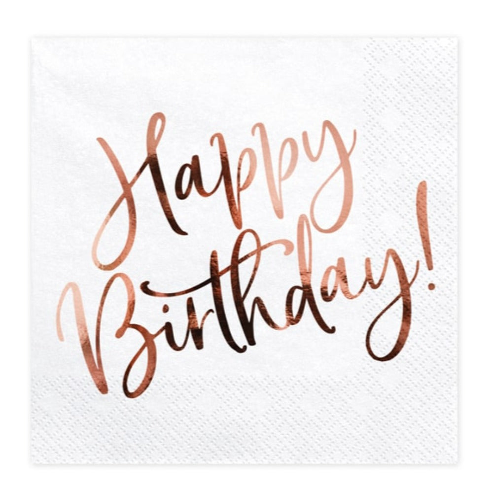 Rose Gold Happy Birthday Napkins