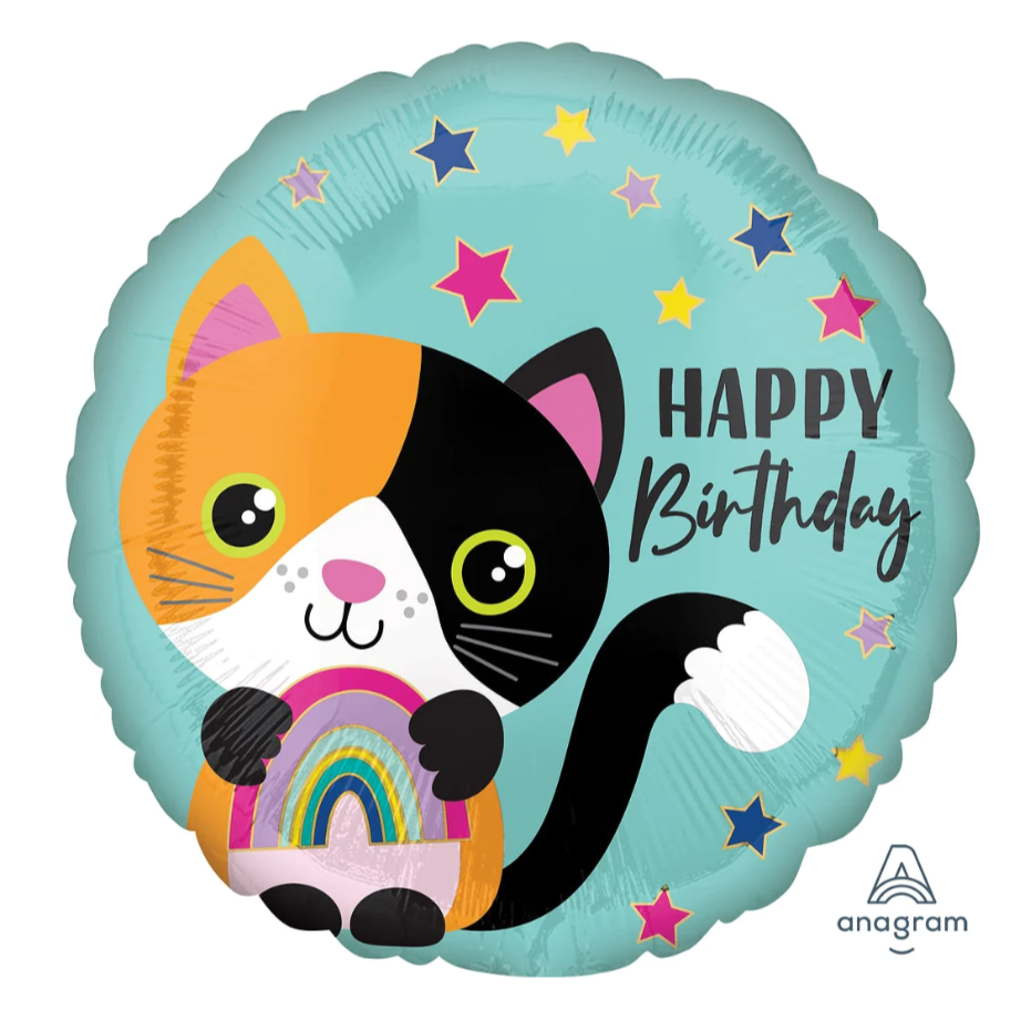 Calico Cat Birthday Balloon