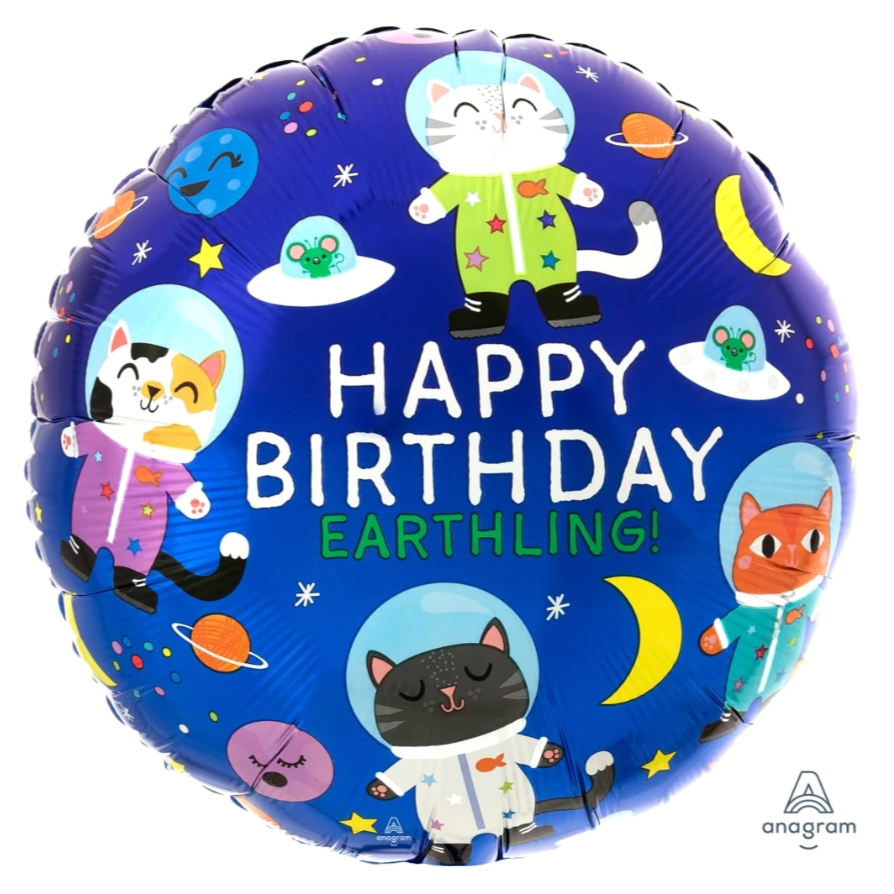 Happy Birthday Space Cats Balloon