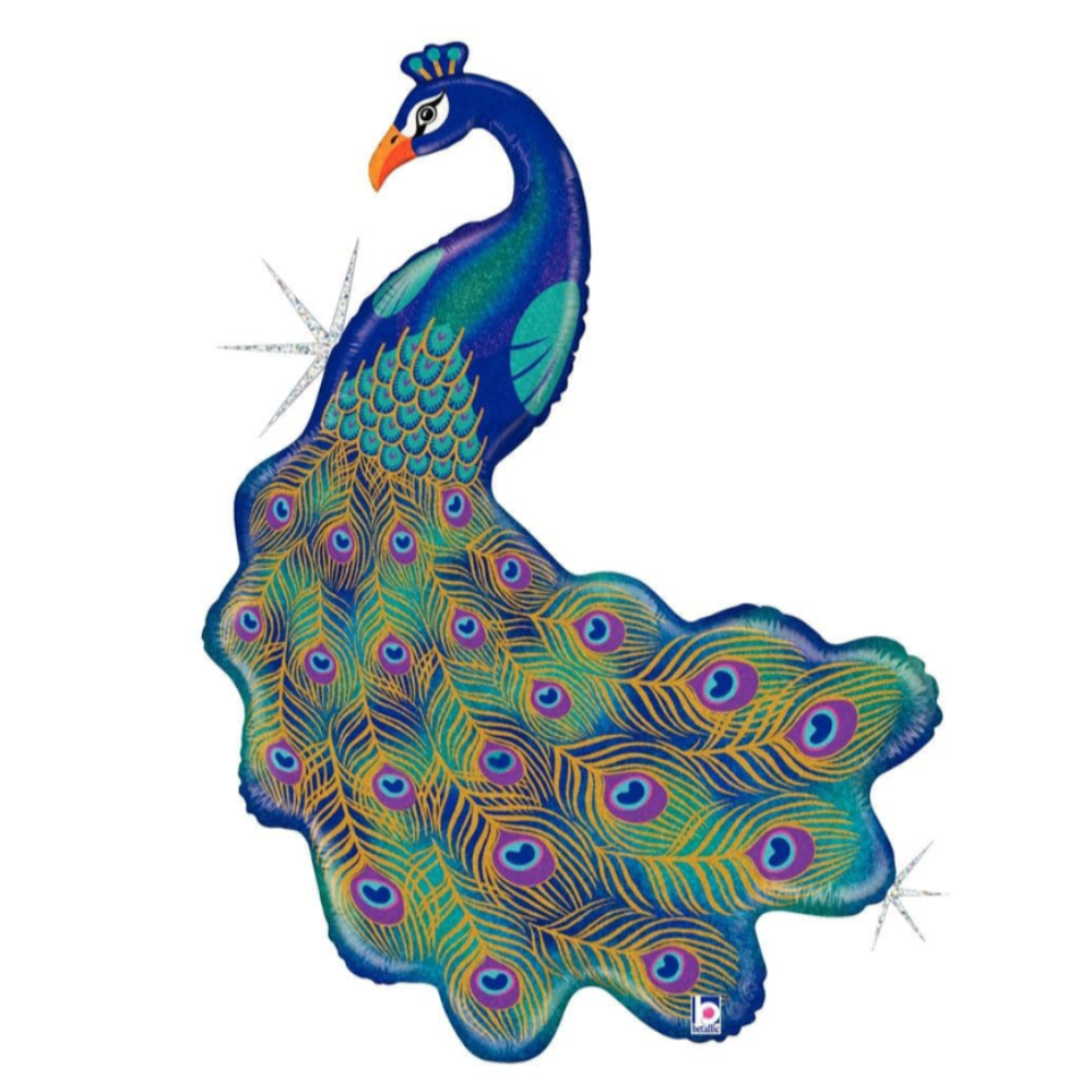 Glitter Holographic Peacock Foil Balloon