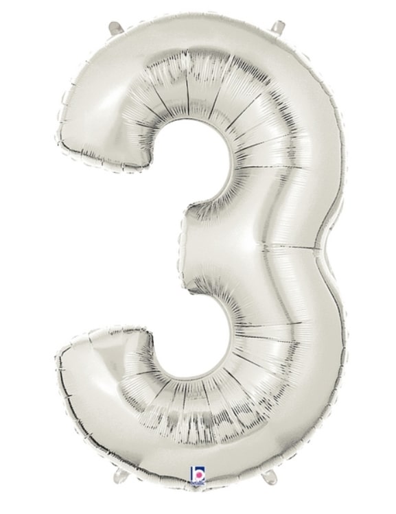 40" Silver Number Balloons
