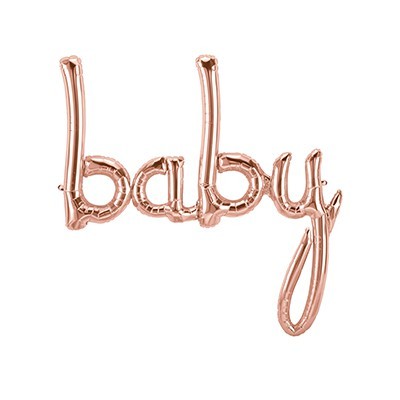 Rose Gold Baby Script Air-filled Balloon