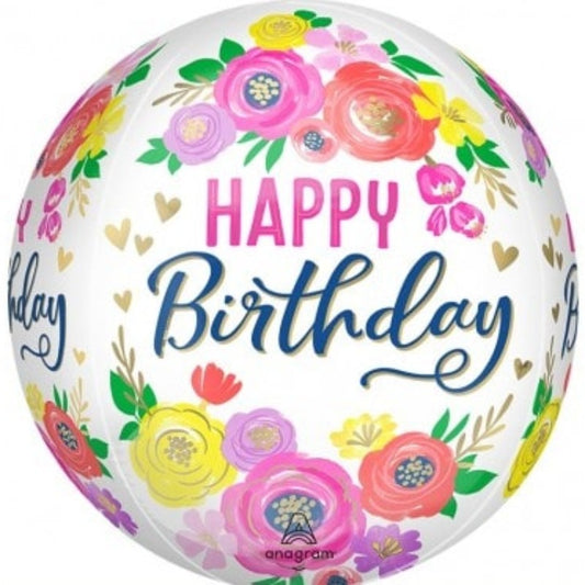 Floral Birthday Orbz Balloon