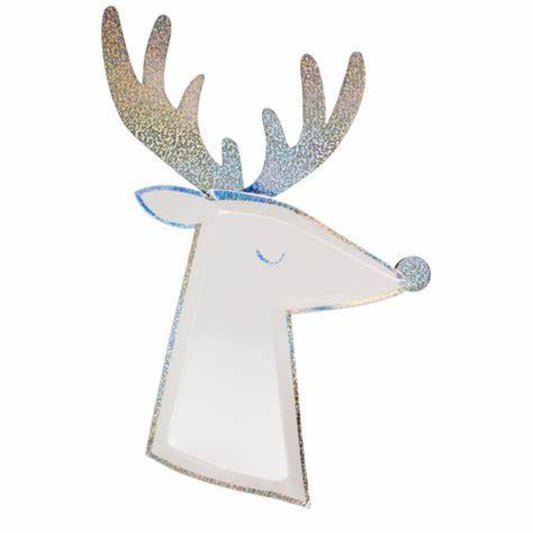 Silver Sparkle Reindeer Plate