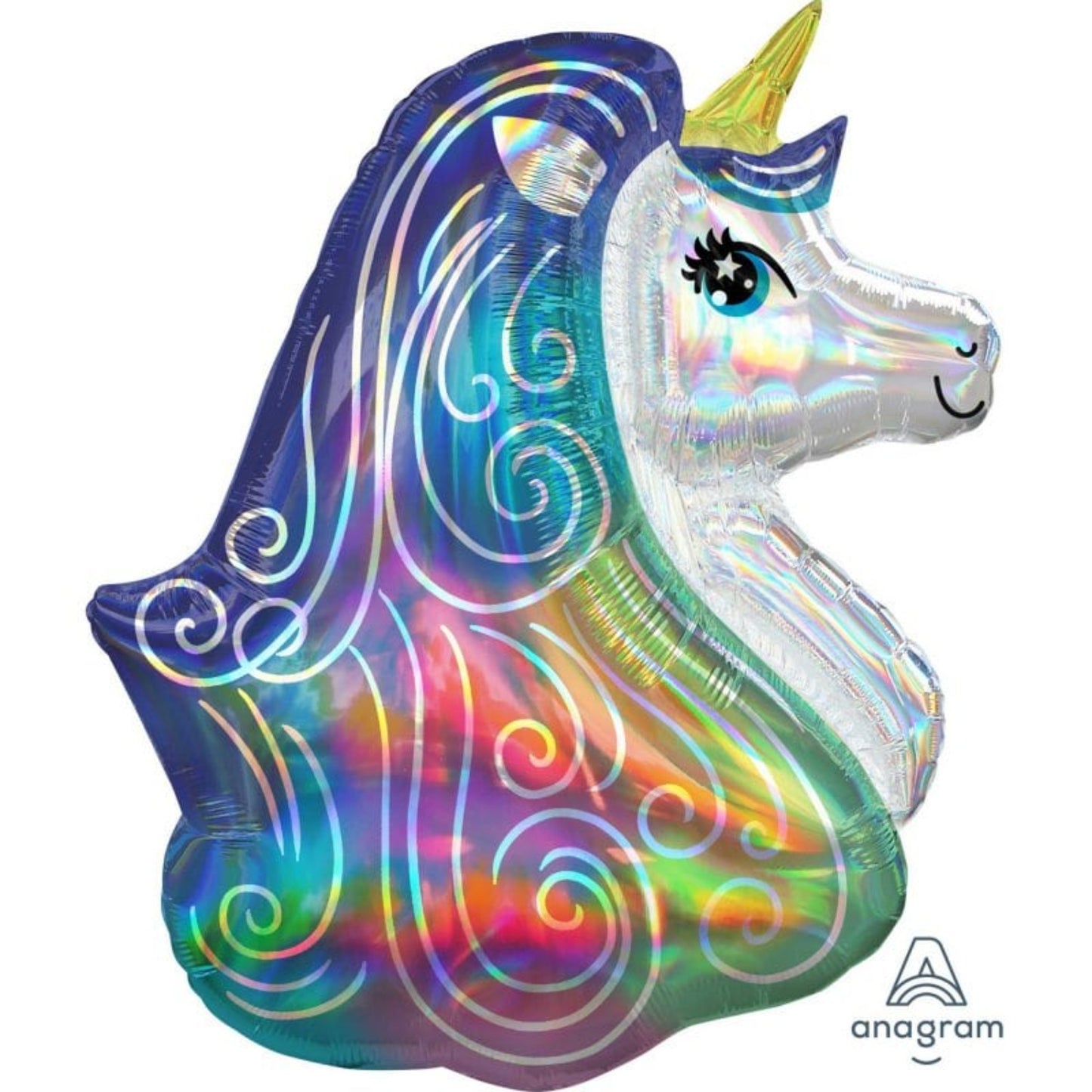 Holographic Iridescent Rainbow Unicorn Balloon
